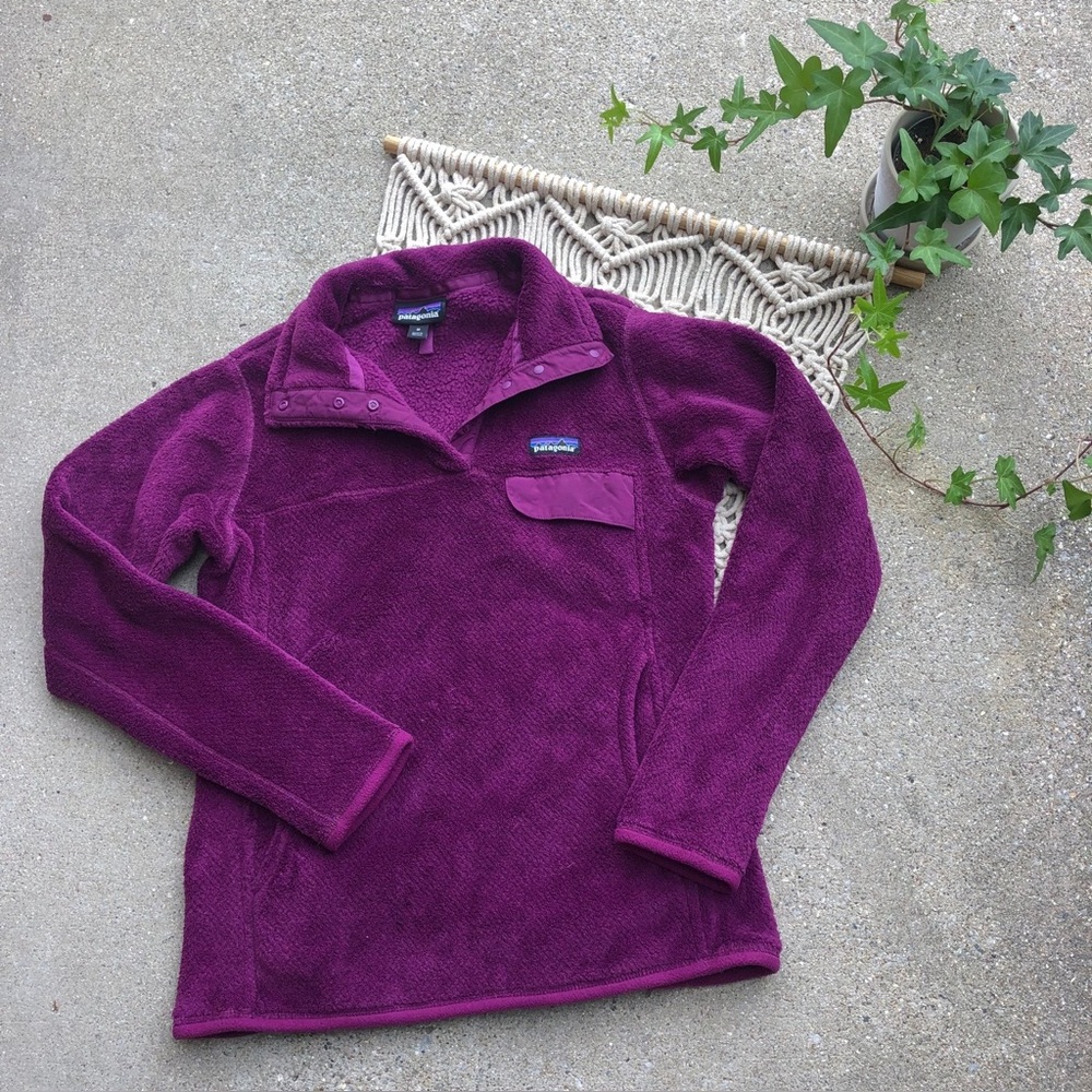 PATAGONIA Women's L Re-Tool Snap T Fleece Pullover Jacket Polartec Purple